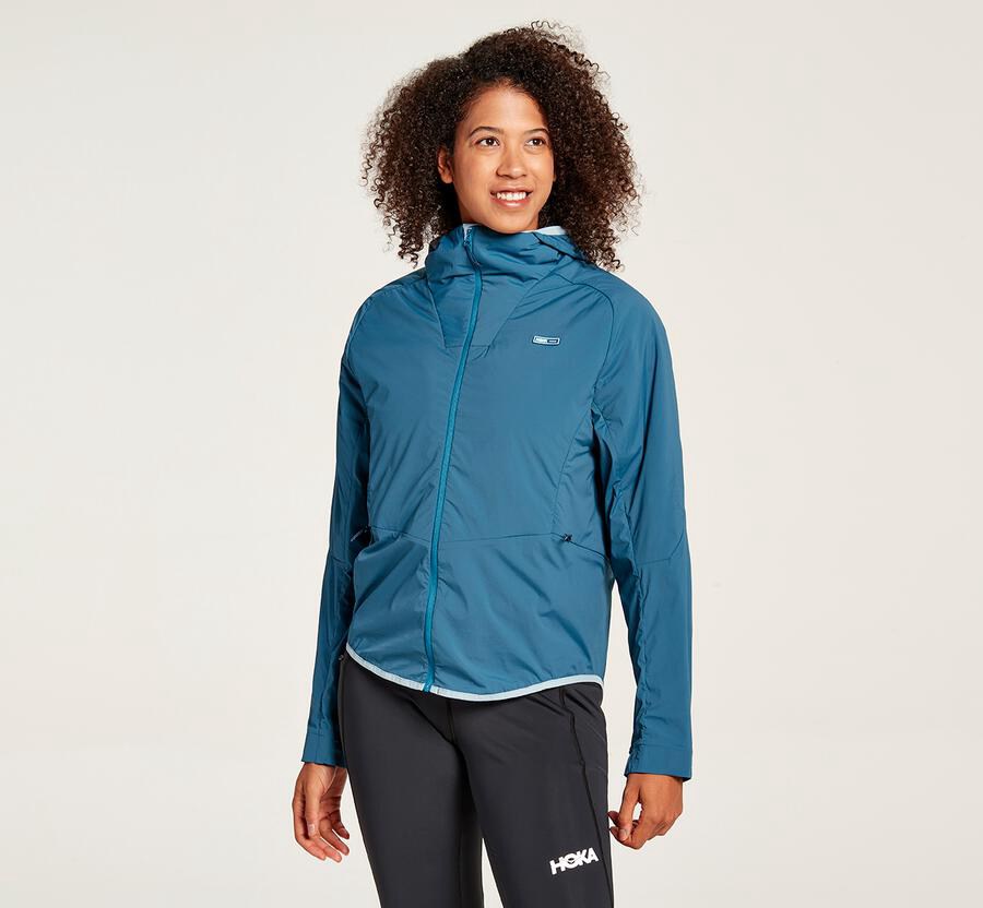 Chaquetas Hoka One One Mujer Azules - Hybrid Run - WVYH17042